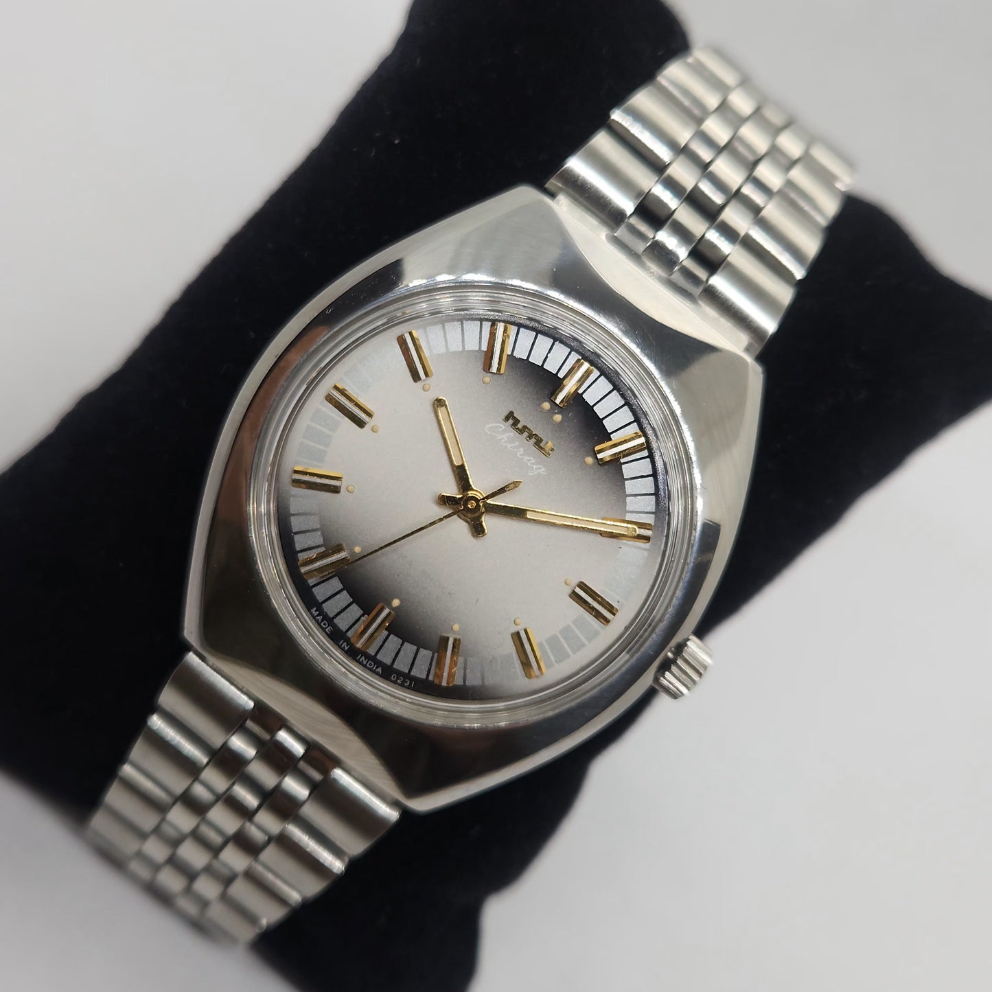 Vintage Original HMT Chirag Hand Winding 17 Jewels Silver Face Jubilee Bracelet Men's Wrist Watch OG231