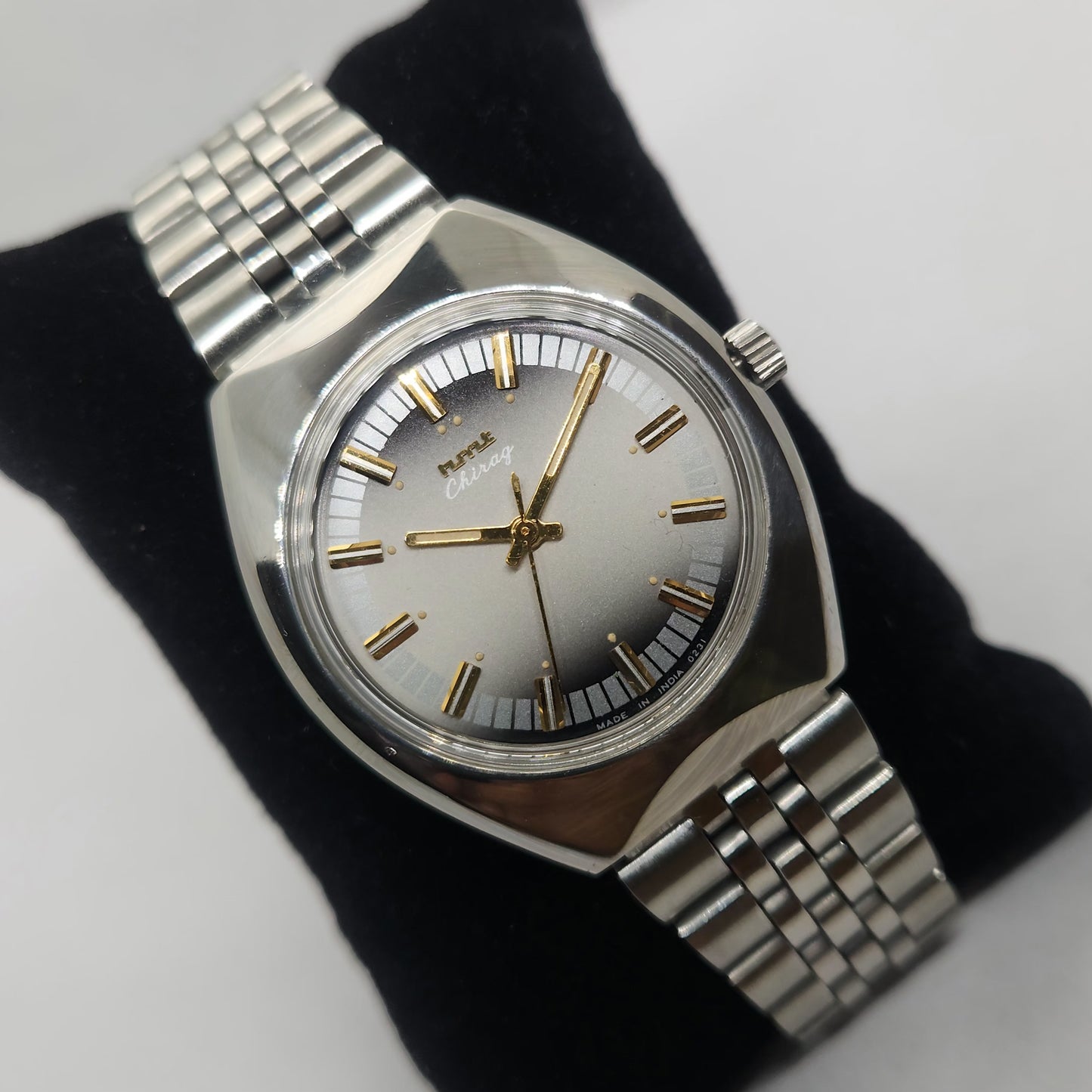 Vintage Original HMT Chirag Hand Winding 17 Jewels Silver Face Jubilee Bracelet Men's Wrist Watch OG231