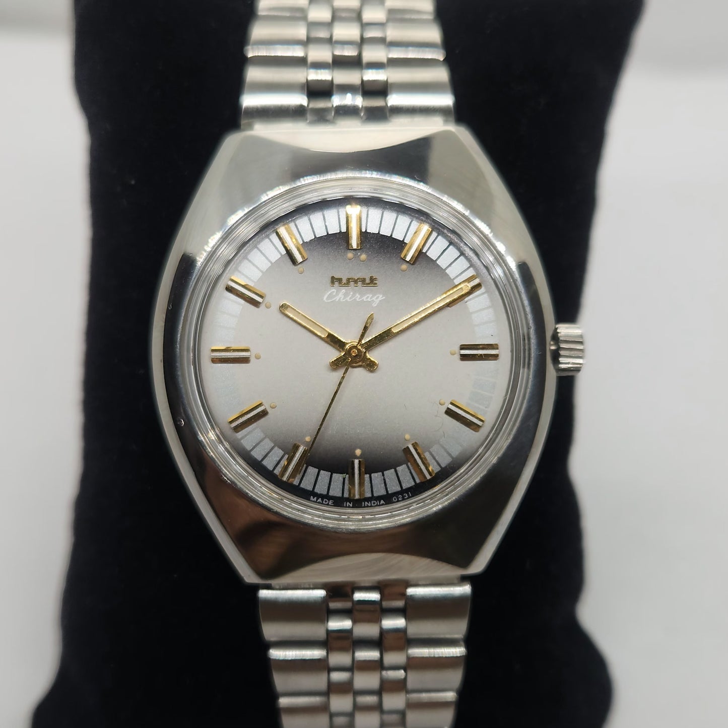 Vintage Original HMT Chirag Hand Winding 17 Jewels Silver Face Jubilee Bracelet Men's Wrist Watch OG231
