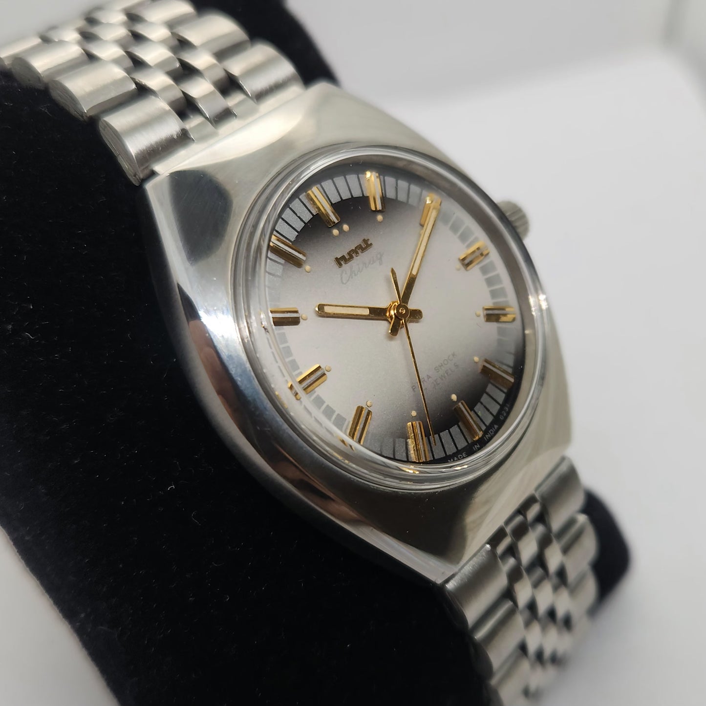 Vintage Original HMT Chirag Hand Winding 17 Jewels Silver Face Jubilee Bracelet Men's Wrist Watch OG231