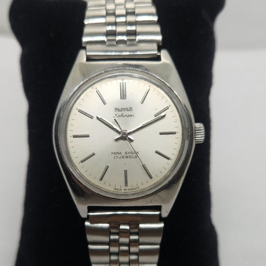 Vintage Original HMT Kohinoor Hand Winding 17 Jewels Silver Face Jubilee Bracelet Men's Wrist Watch OG232