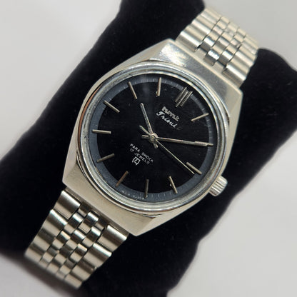 Vintage Original HMT Trisul Hand Winding 17 Jewels Black Face Jubilee Bracelet Men's Wrist Watch OG233