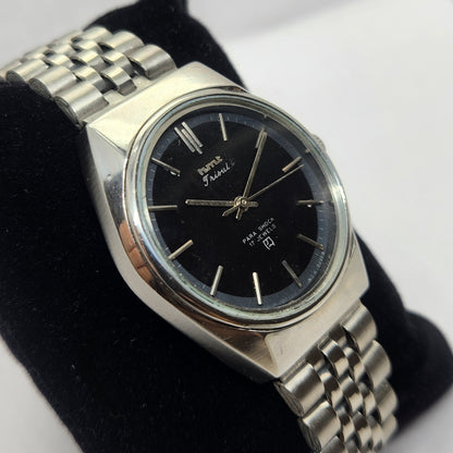 Vintage Original HMT Trisul Hand Winding 17 Jewels Black Face Jubilee Bracelet Men's Wrist Watch OG233