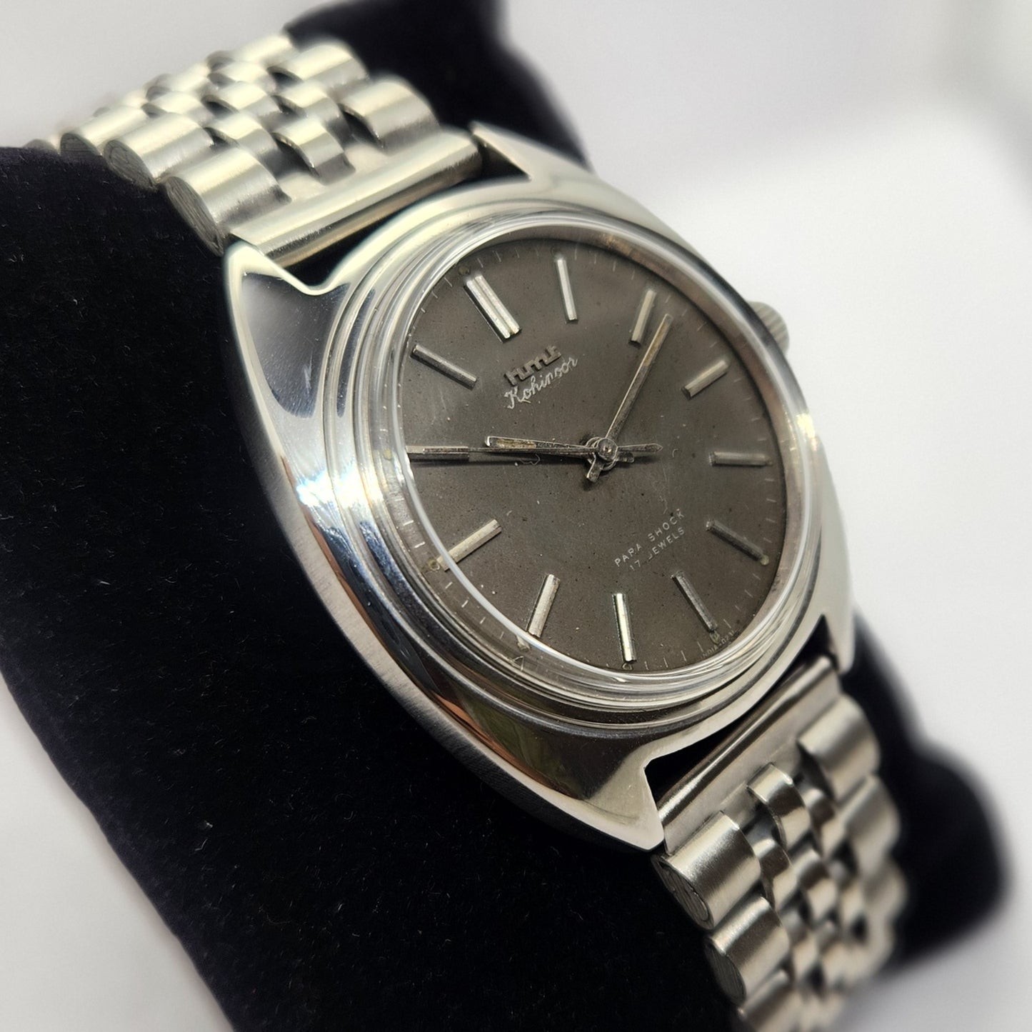 Vintage Original HMT Kohinoor Hand Winding 17 Jewels Black Face Jubilee Bracelet Men's Wrist Watch OG234