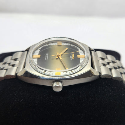 Vintage Original HMT Vijay Hand Winding 17 Jewels Black Face Jubilee Bracelet Men's Wrist Watch OG235