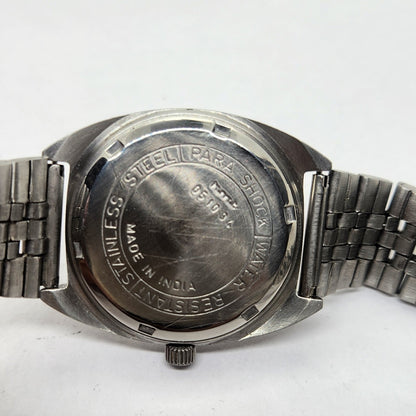 Vintage Original HMT Vijay Hand Winding 17 Jewels Black Face Jubilee Bracelet Men's Wrist Watch OG235