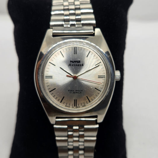 Vintage Original HMT AvinashHand Winding 17 Jewels Silver Face Jubilee Bracelet Men's Wrist Watch OG236