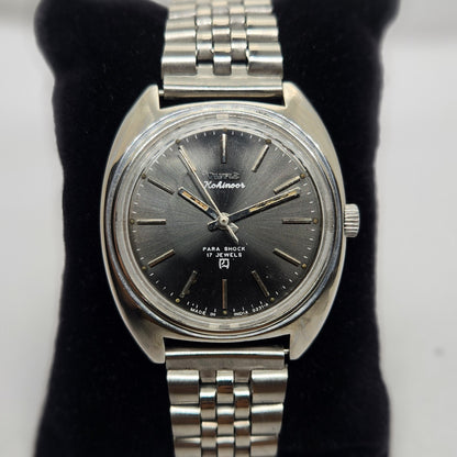 Vintage Original HMT Kohinoor Hand Winding 17 Jewels Black Face Jubilee Bracelet Men's Wrist Watch OG237