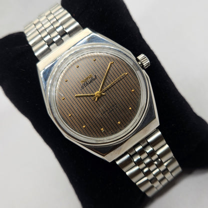 Vintage Original HMT Abhishek Hand Winding 17 Jewels Brown Face Jubilee Bracelet Men's Wrist Watch OG238
