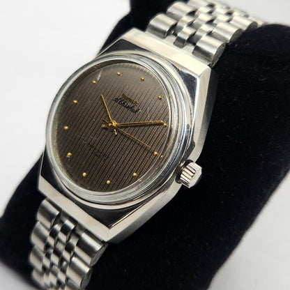Vintage Original HMT Abhishek Hand Winding 17 Jewels Brown Face Jubilee Bracelet Men's Wrist Watch OG238