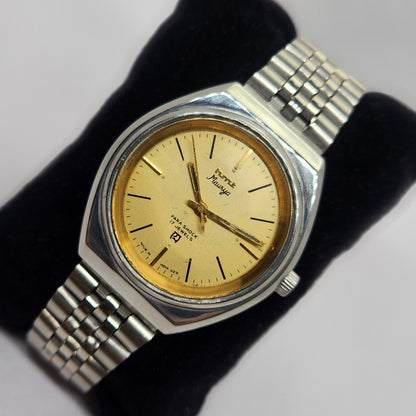 Vintage Original HMT Maurya Hand Winding 17 Jewels Gold Face Jubilee Bracelet Men's Wrist Watch OG239