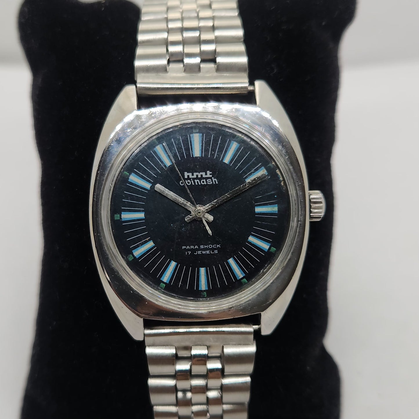 Vintage Original HMT Avinash Hand Winding 17 Jewels Black Face Jubilee Bracelet Men's Wrist Watch OG240