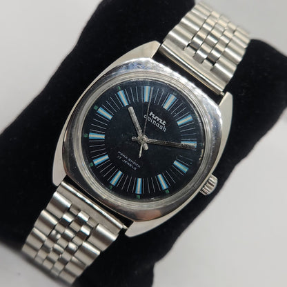 Vintage Original HMT Avinash Hand Winding 17 Jewels Black Face Jubilee Bracelet Men's Wrist Watch OG240