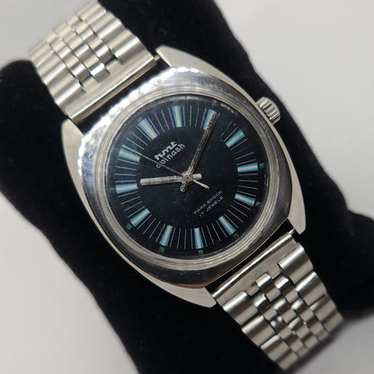 Vintage Original HMT Avinash Hand Winding 17 Jewels Black Face Jubilee Bracelet Men's Wrist Watch OG240