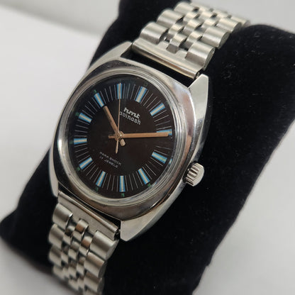Vintage Original HMT Avinash Hand Winding 17 Jewels Black Face Jubilee Bracelet Men's Wrist Watch OG240
