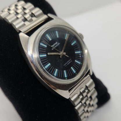 Vintage Original HMT Avinash Hand Winding 17 Jewels Black Face Jubilee Bracelet Men's Wrist Watch OG240