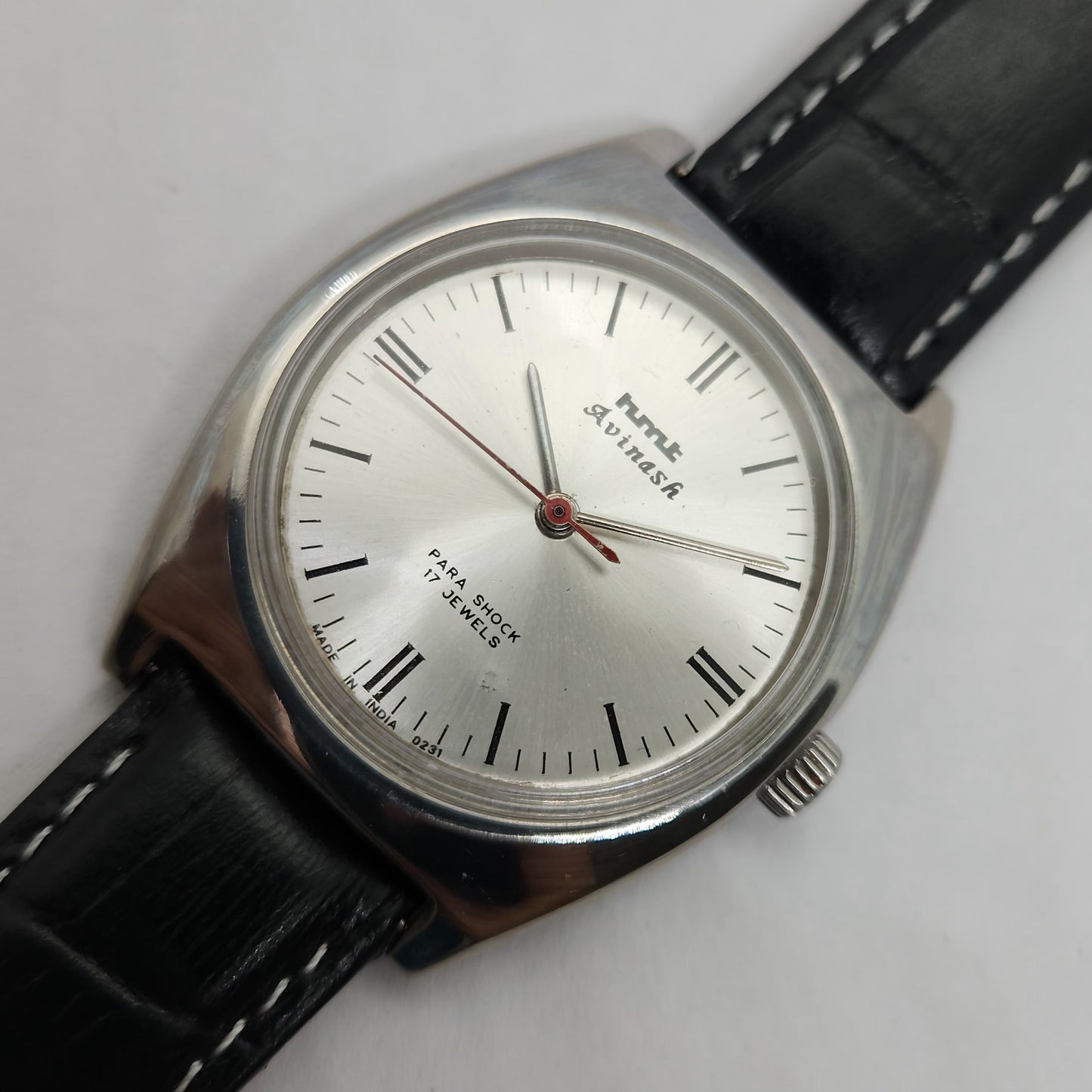 Vintage Original HMT Avinash Hand Winding 17 Jewels Silver Face Men's Wrist Watch OG242