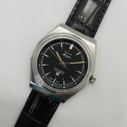 Vintage Original HMT Arjun Hand Winding 17 Jewels Black Face Men's Wrist Watch OG243