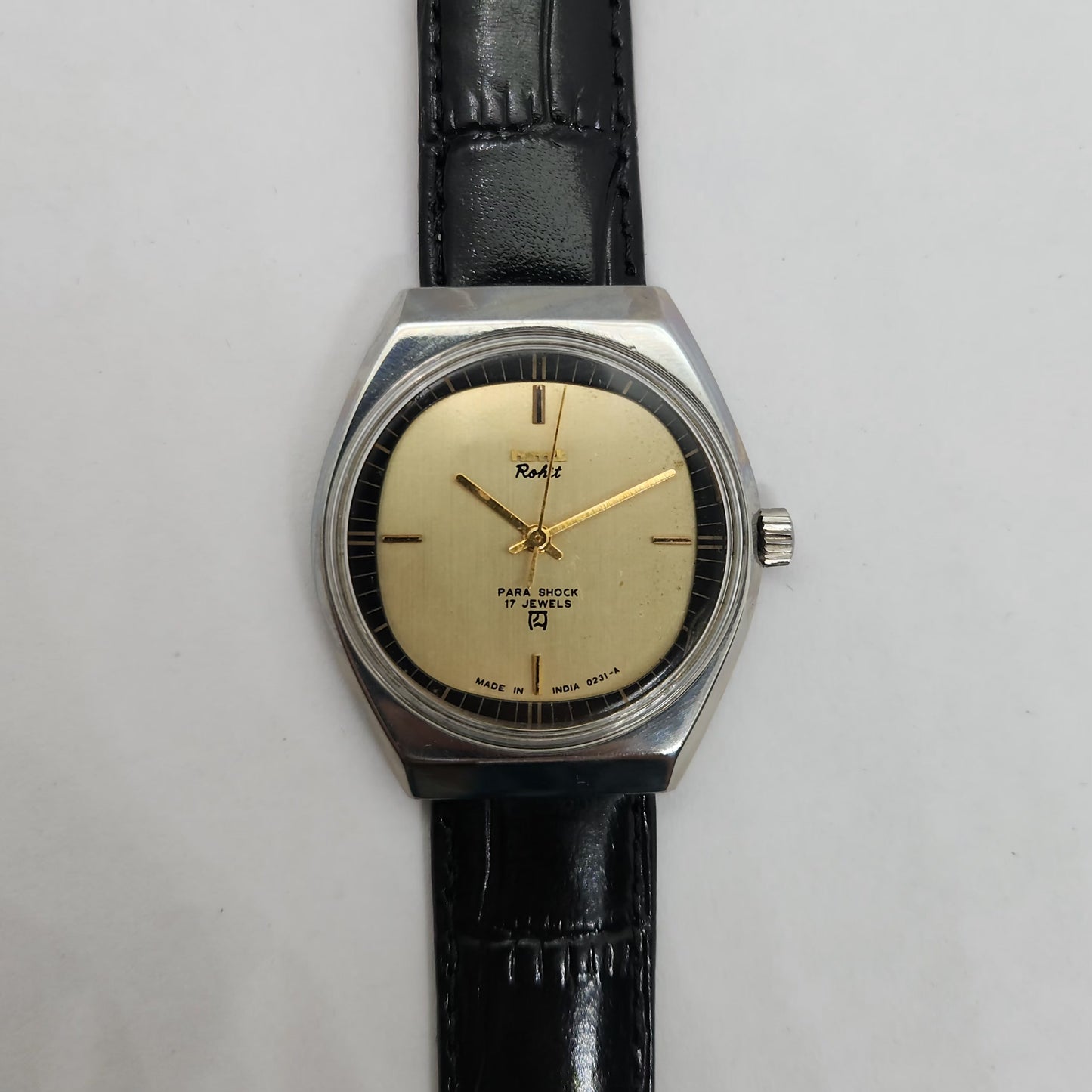 Vintage Original HMT Rohit Hand Winding 17 Jewels Gold Face Men's Wrist Watch OG244