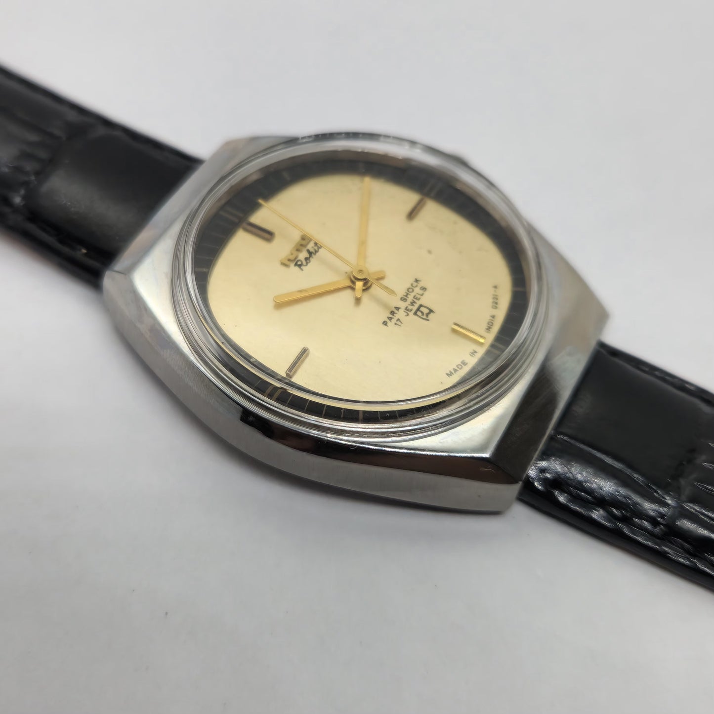 Vintage Original HMT Rohit Hand Winding 17 Jewels Gold Face Men's Wrist Watch OG244