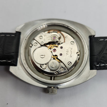 Vintage Original HMT Kohinoor Hand Winding 17 Jewels Black Face Men's Wrist Watch OG245