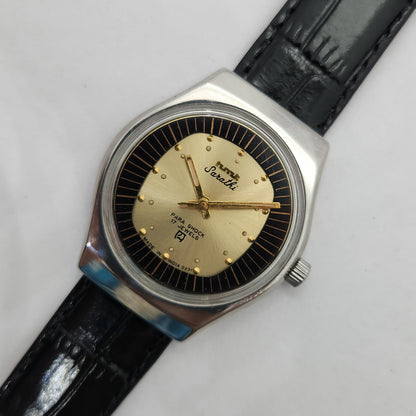 Vintage Original HMT Sarathi Hand Winding 17 Jewels Gold Face Men's Wrist Watch OG246