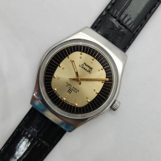 Vintage Original HMT Sarathi Hand Winding 17 Jewels Gold Face Men's Wrist Watch OG246