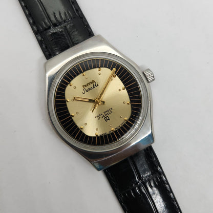 Vintage Original HMT Sarathi Hand Winding 17 Jewels Gold Face Men's Wrist Watch OG246