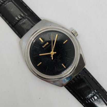 Vintage Original HMT Manas Hand Winding 17 Jewels Black Face Men's Wrist Watch OG249