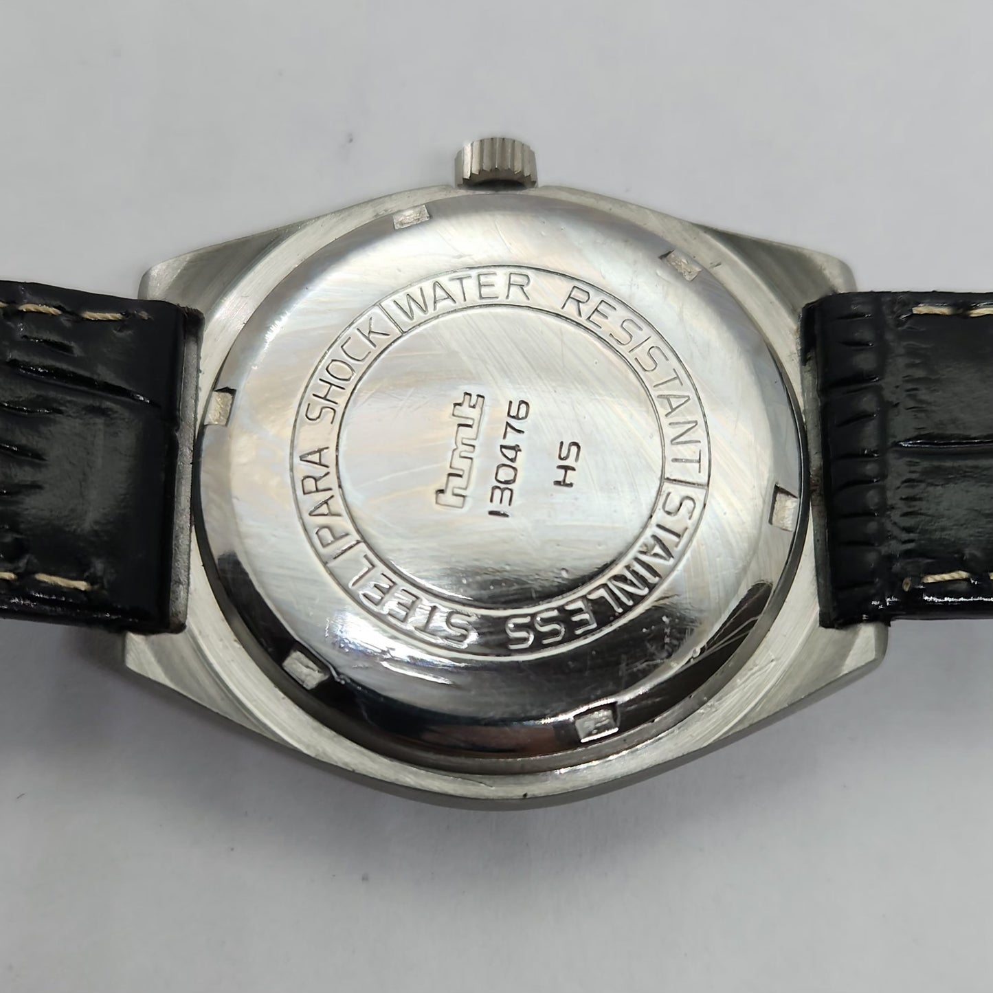 Vintage Original HMT Manas Hand Winding 17 Jewels Black Face Men's Wrist Watch OG249