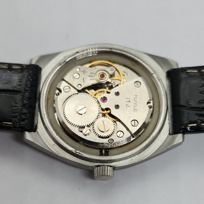 Vintage Original HMT Manas Hand Winding 17 Jewels Black Face Men's Wrist Watch OG249