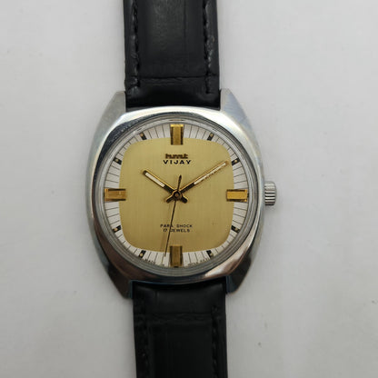 Vintage Original HMT Vijay Hand Winding 17 Jewels Gold Face Men's Wrist Watch OG250