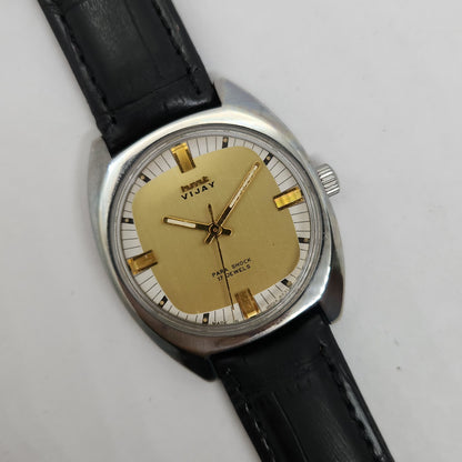 Vintage Original HMT Vijay Hand Winding 17 Jewels Gold Face Men's Wrist Watch OG250