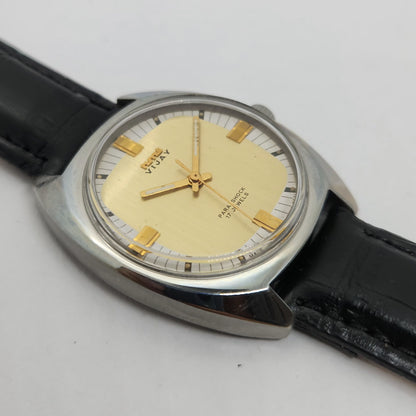 Vintage Original HMT Vijay Hand Winding 17 Jewels Gold Face Men's Wrist Watch OG250