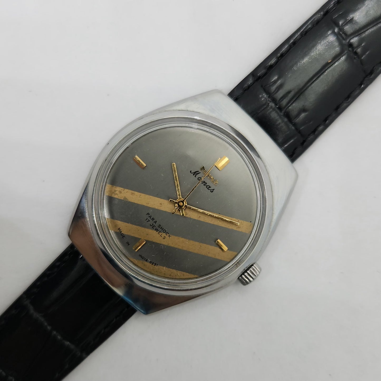 Vintage Original HMT Manas Hand Winding 17 Jewels Grey Face Men's Wrist Watch OG251