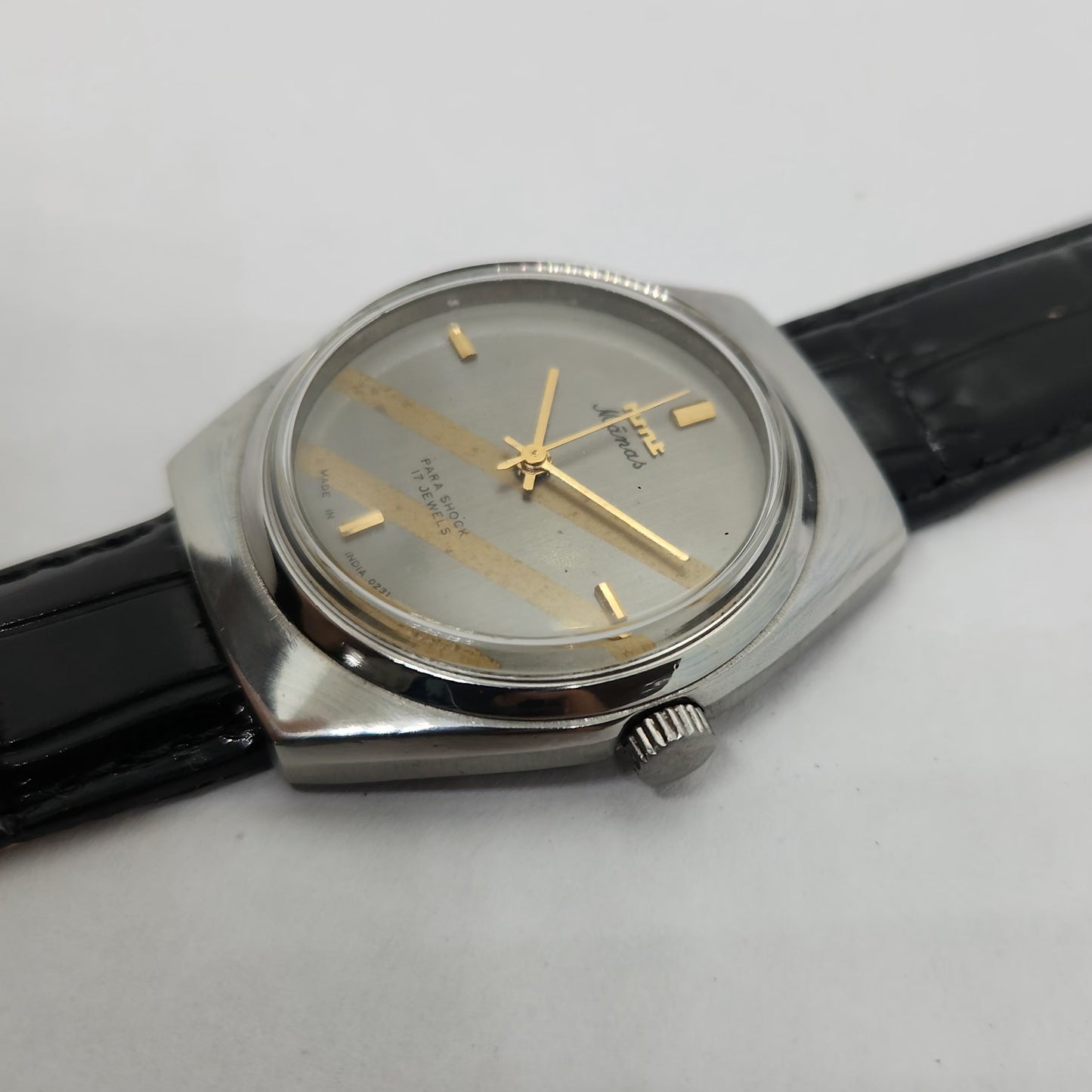 Vintage Original HMT Manas Hand Winding 17 Jewels Grey Face Men's Wrist Watch OG251