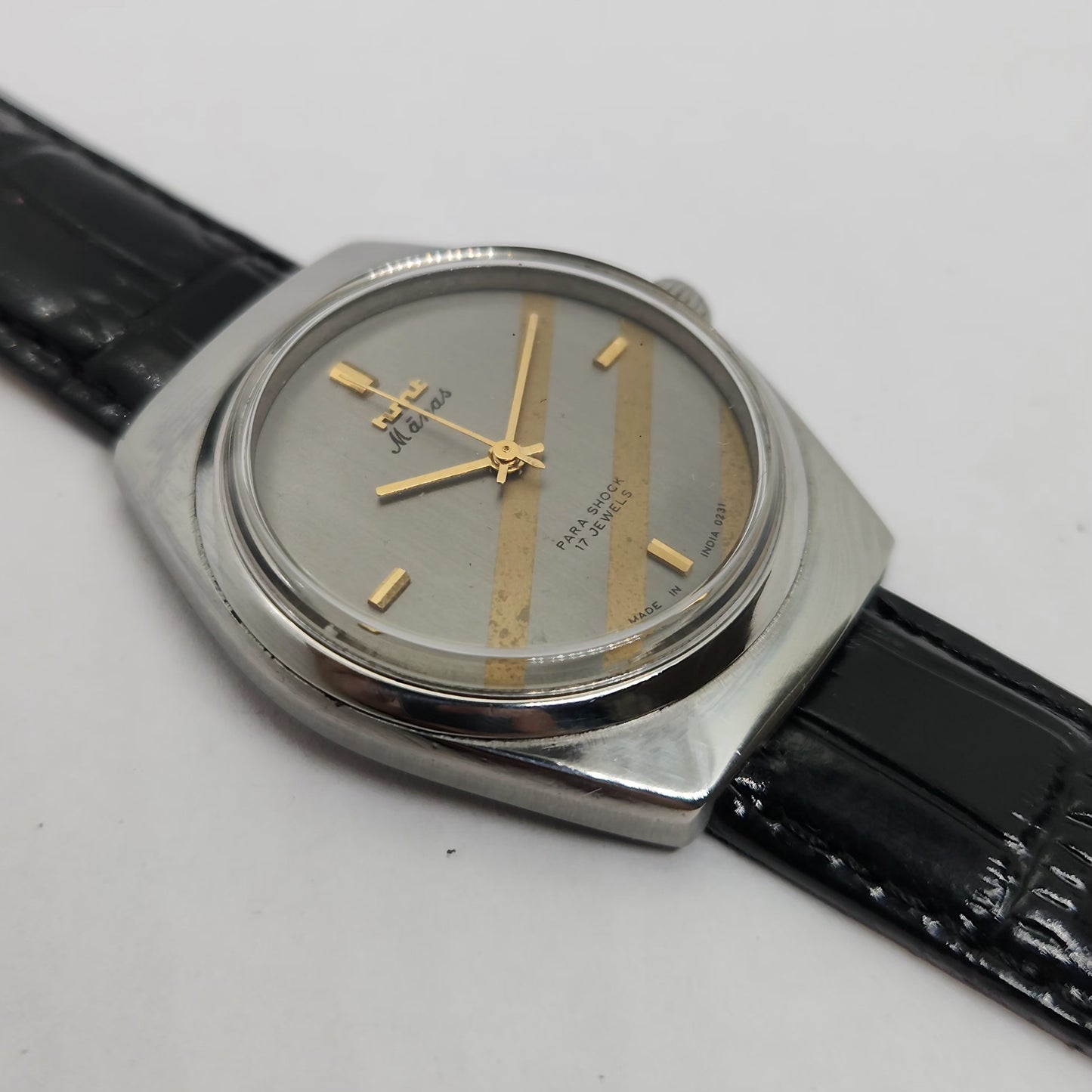 Vintage Original HMT Manas Hand Winding 17 Jewels Grey Face Men's Wrist Watch OG251