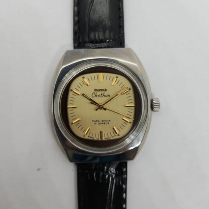 Vintage Original HMT Chethan Hand Winding 17 Jewels Gold Face Men's Wrist Watch OG252