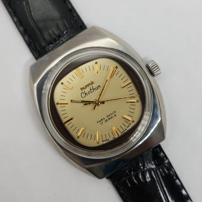 Vintage Original HMT Chethan Hand Winding 17 Jewels Gold Face Men's Wrist Watch OG252
