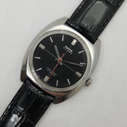 Vintage Original HMT Vijay Hand Winding 17 Jewels Black Face Men's Wrist Watch OG254