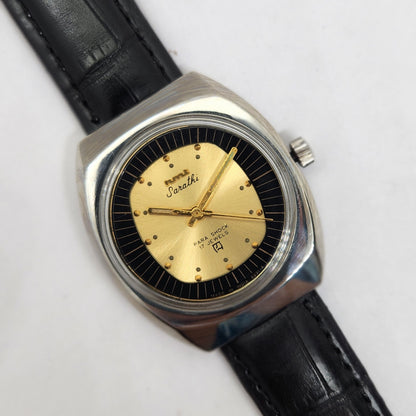 Vintage Original HMT Sarathi Hand Winding 17 Jewels Gold Face Men's Wrist Watch OG255