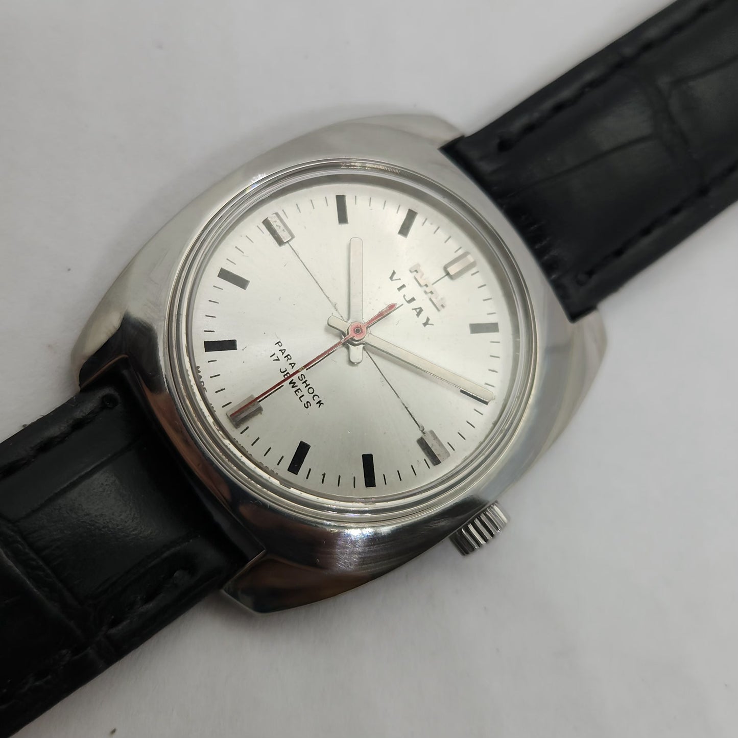Vintage Original HMT Vijay Hand Winding 17 Jewels Silver Face Men's Wrist Watch OG257