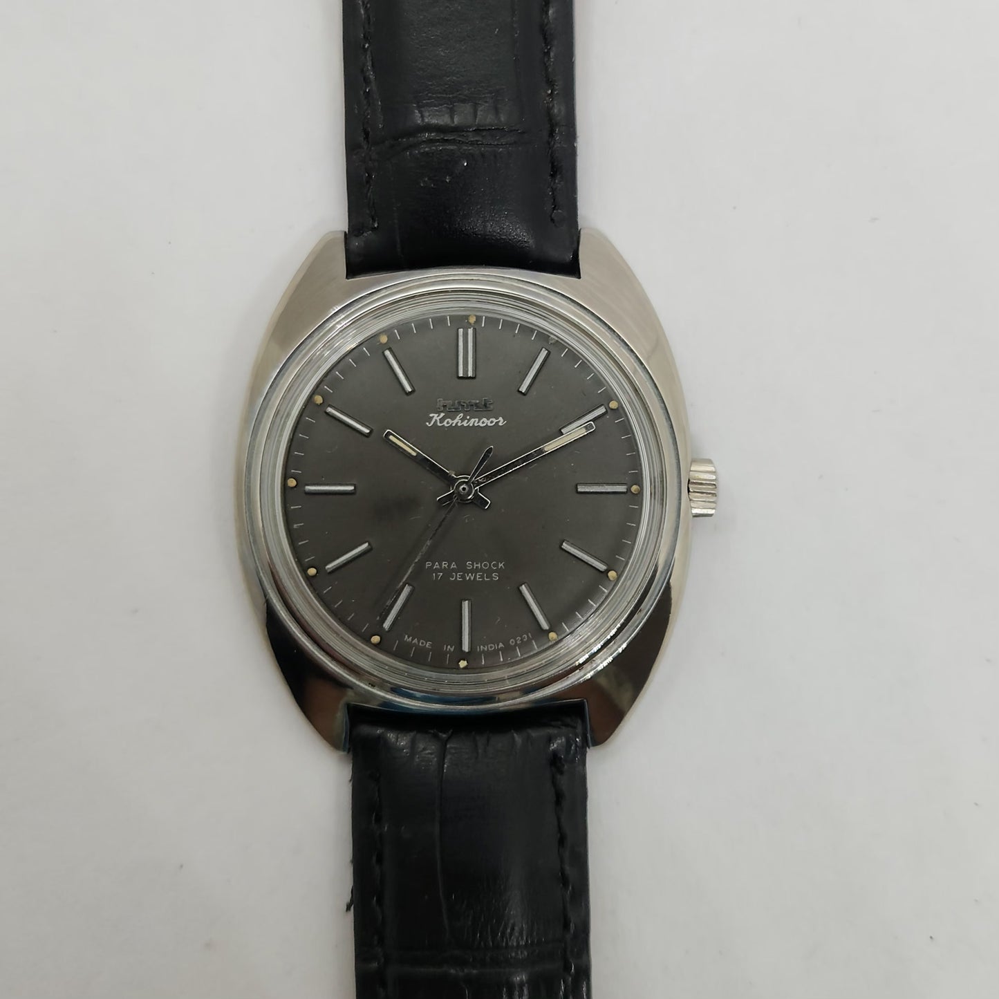 Vintage Original HMT Kohinoor Hand Winding 17 Jewels Black Face Men's Wrist Watch OG258