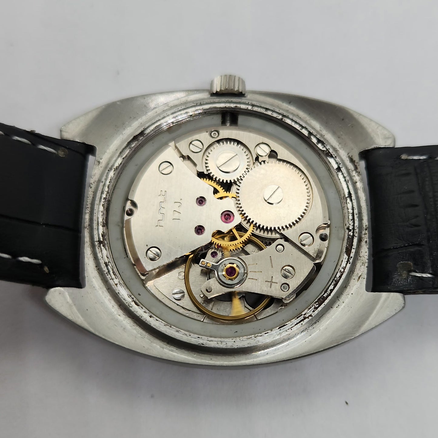 Vintage Original HMT Kohinoor Hand Winding 17 Jewels Black Face Men's Wrist Watch OG258