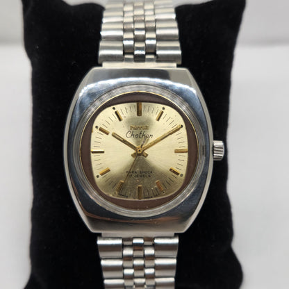 Vintage Original HMT Chethan Hand Winding 17 Jewels Gold  Face Men's Wrist Watch OG260