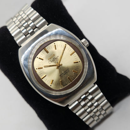 Vintage Original HMT Chethan Hand Winding 17 Jewels Gold  Face Men's Wrist Watch OG260