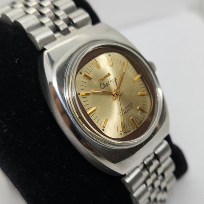 Vintage Original HMT Chethan Hand Winding 17 Jewels Gold  Face Men's Wrist Watch OG260