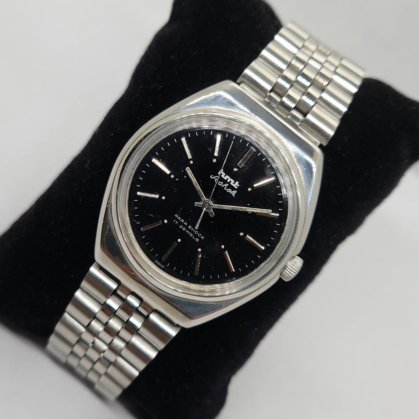 Vintage Original HMT Ashok Hand Winding 17 Jewels Black Face Men's Wrist Watch OG261
