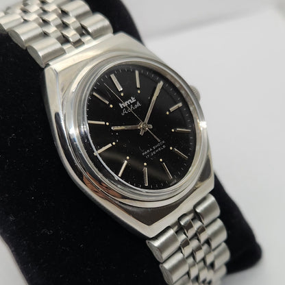 Vintage Original HMT Ashok Hand Winding 17 Jewels Black Face Men's Wrist Watch OG261