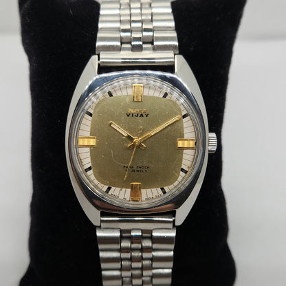 Vintage Original HMT Vijay Hand Winding 17 Jewels Gold Face Men's Wrist Watch OG262